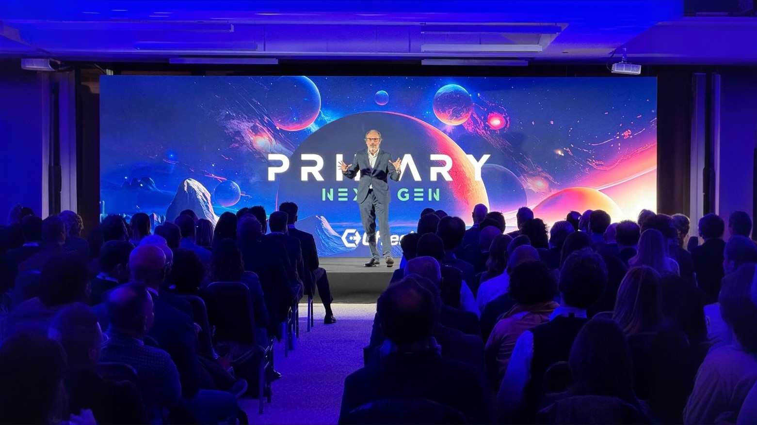 primary next gen chiesi farmaceutici evento corporate lighting design ledwall piazzato palco luci video dhs event solution